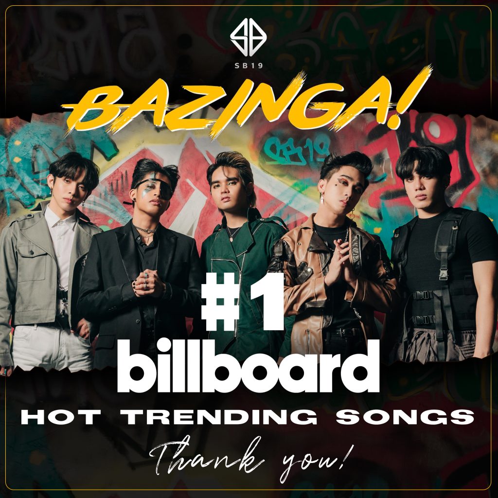 SB 19 No. 1 on Billboard Hot Trending Songs Chart